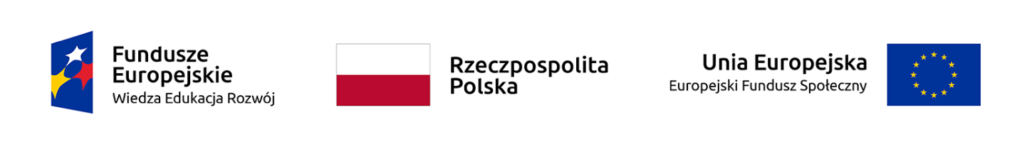 Logotypy: Fundusze Europejskie Wiedza Edukacja Rozwój, Rzeczpospolita Polska, Dofinansowane przez Unię Europejską
