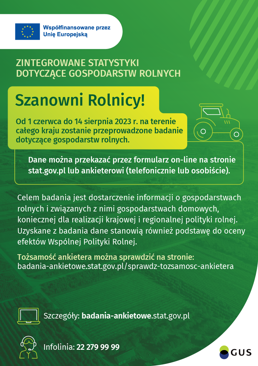 plakat dotyczący zintegrowanych statystyk dotyczących gospodarstw rolnych 