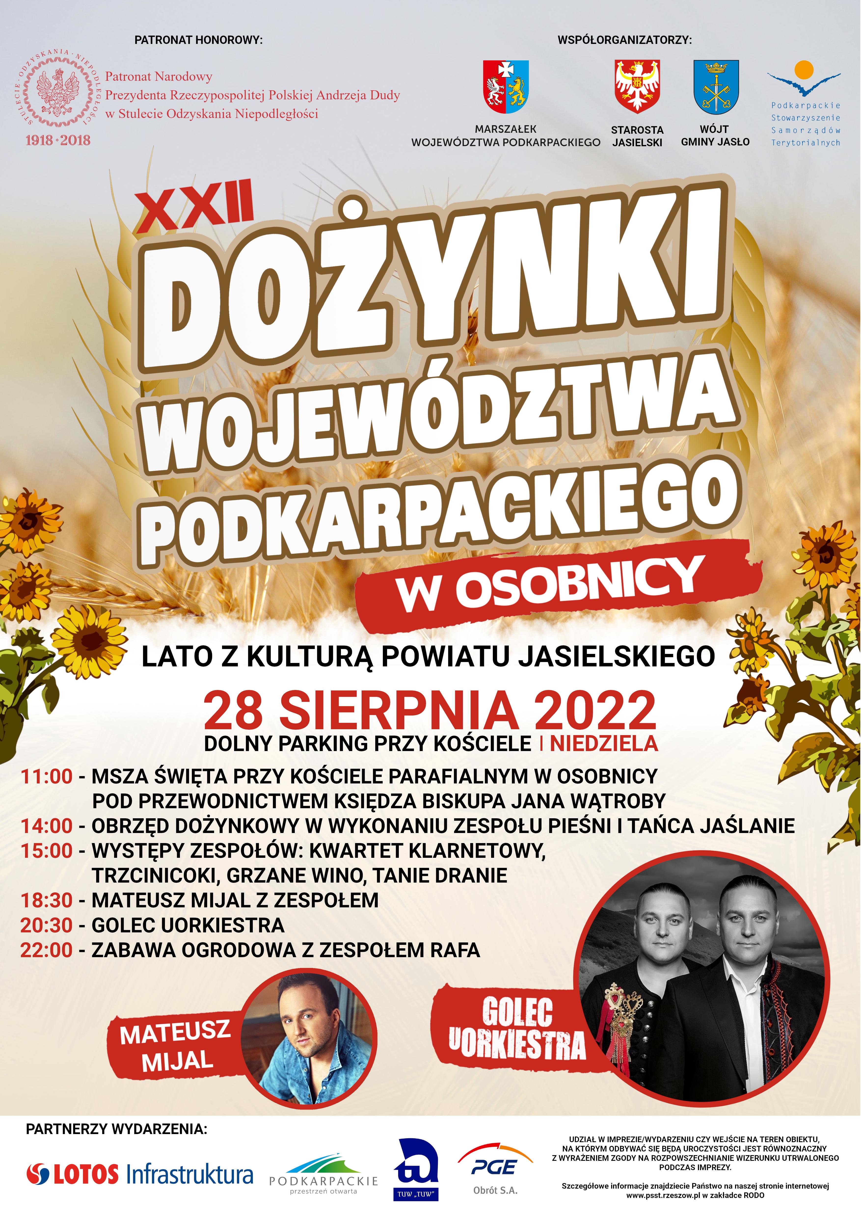 Dożynki Województwa Podkarpackiego -plakat z zaproszeniem