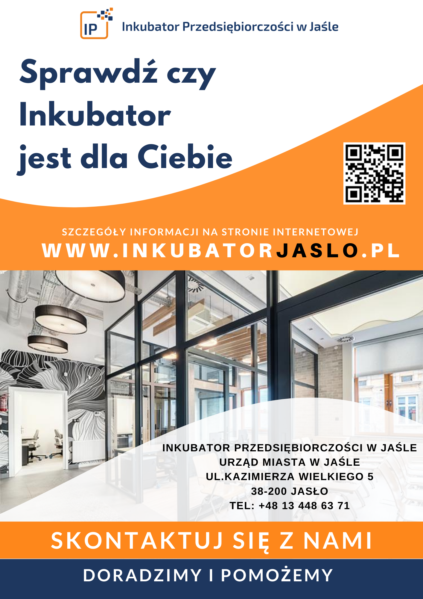 plakat informacyjny o inkubatorze przedsiębiorczości w Jaśle