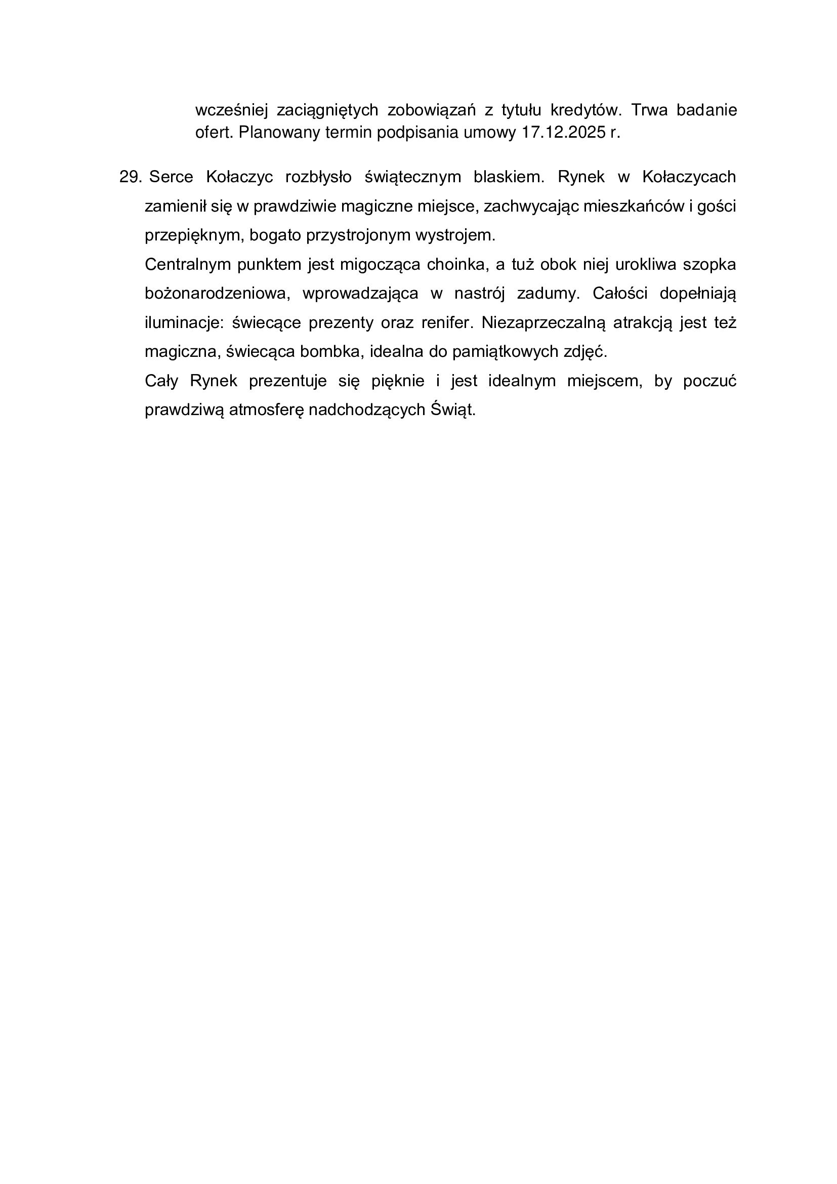 Sprawozdanie z działalności Burmistrza Kołaczyc w okresie międzysesyjnym